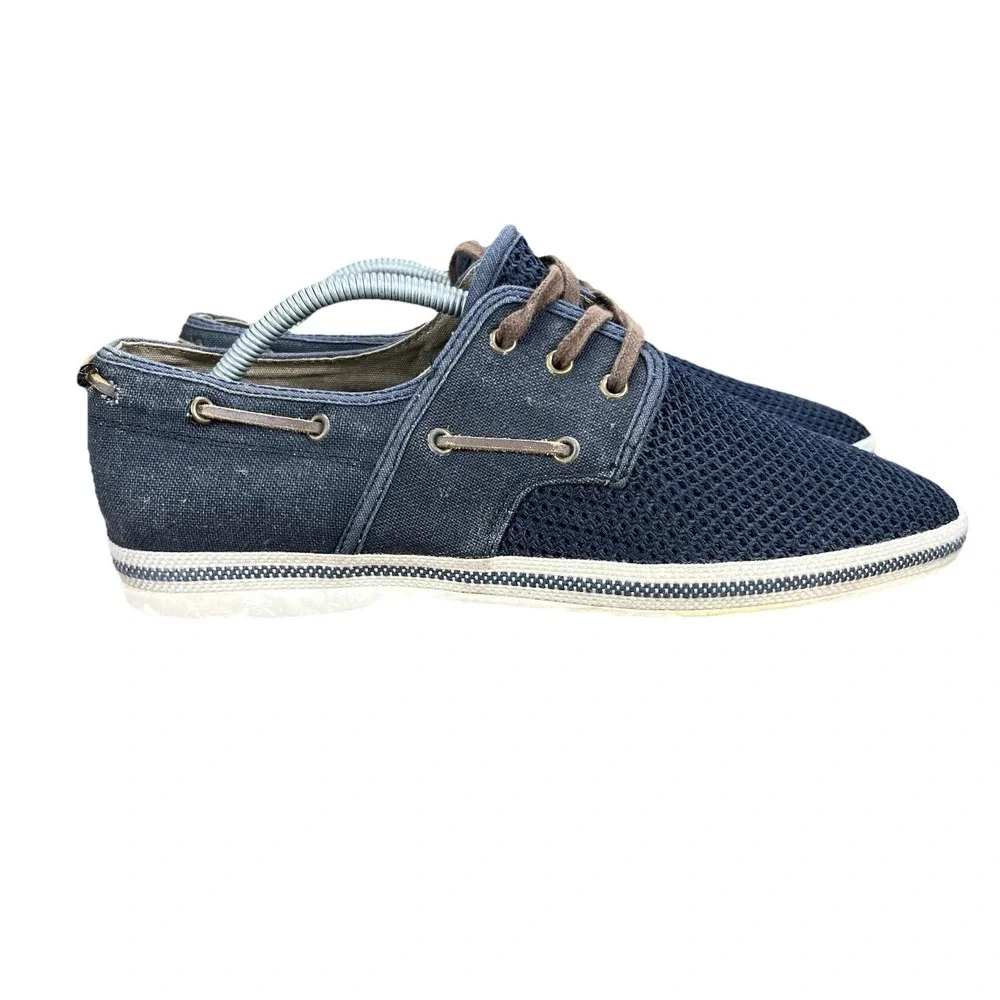 Aldo Shoes Navy Blue Mesh Canvas‎ Shoes Mens Size 10 Brown Laces Breathable